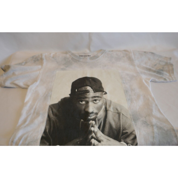 Tupac Tie Dye Gray and White Poetic Justice T-Shirt Sz Med - Picture 12 of 16